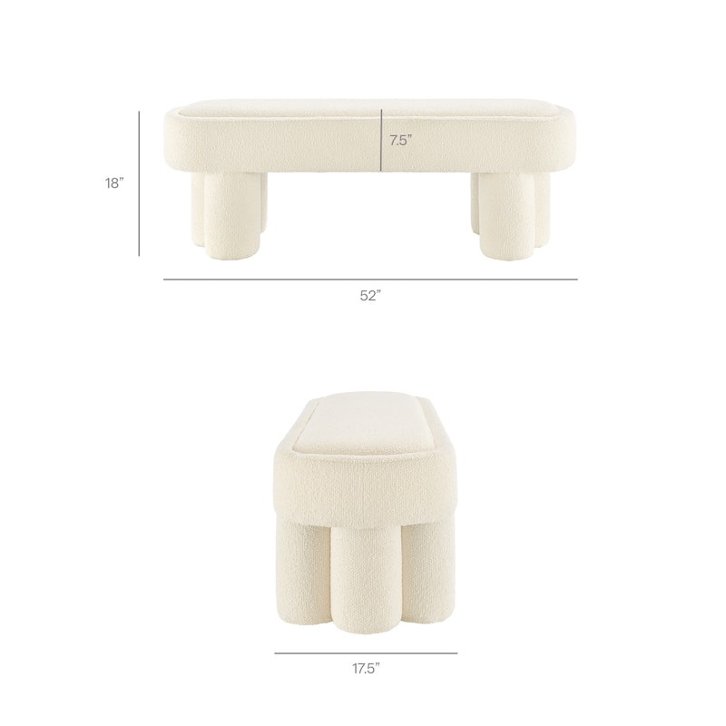 Mossi 52-Inch Oval Boucle Fabric Bench