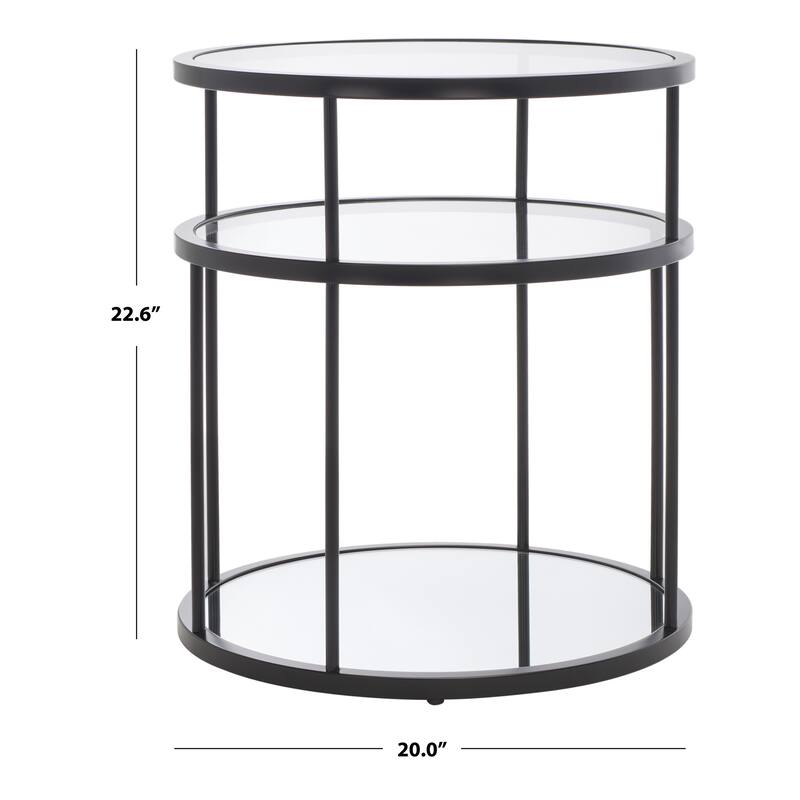 SAFAVIEH Zada 3 Shelf Accent Table - 20" L x 20" D x 23" H - 20Wx20Dx23H - Matte Black
