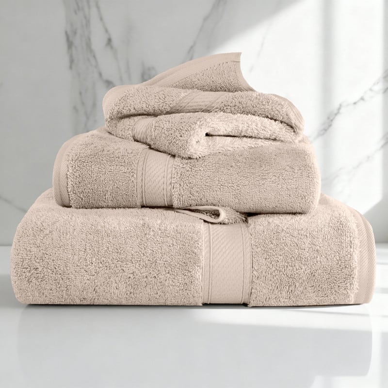 Superior Egyptian Cotton Pile Heavyweight 3-Piece Towel Set - Stone