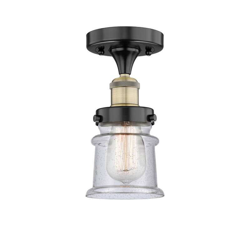 Innovations Lighting Canton - 1 Light 5" Semi-Flush Mount - Black Antique Brass/Seedy