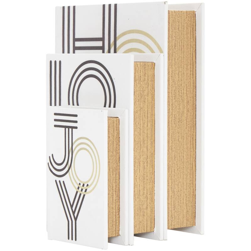 Faux Leather or Linen Fabric Book Storage Box - Set of 3 White, Beige, Black, Red or Light Gray - Roche River Decor