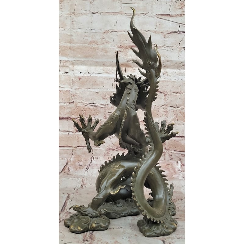 Chinese Imperial Dragon Statue – Bronze Feng Shui Serpent Decor