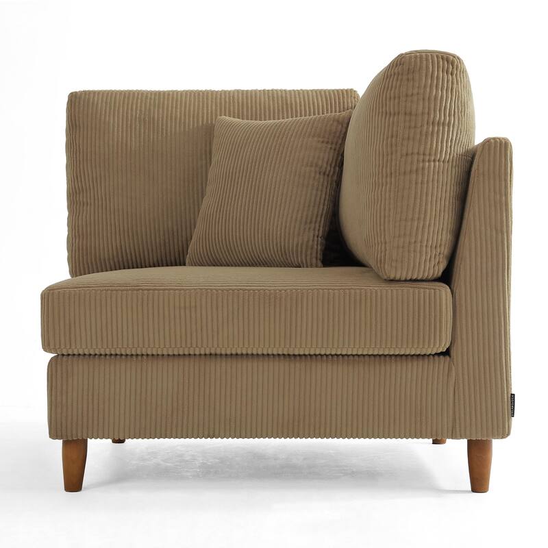 Corduroy Modular Sectional 5 Piece Sofa with Ottoman