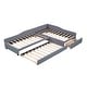 preview thumbnail 7 of 8, L Shaped Bed Upholstered Double Twin Size Daybed with Trundle, Drawer and Wooden Slats, No Box Spring Needed, Grey