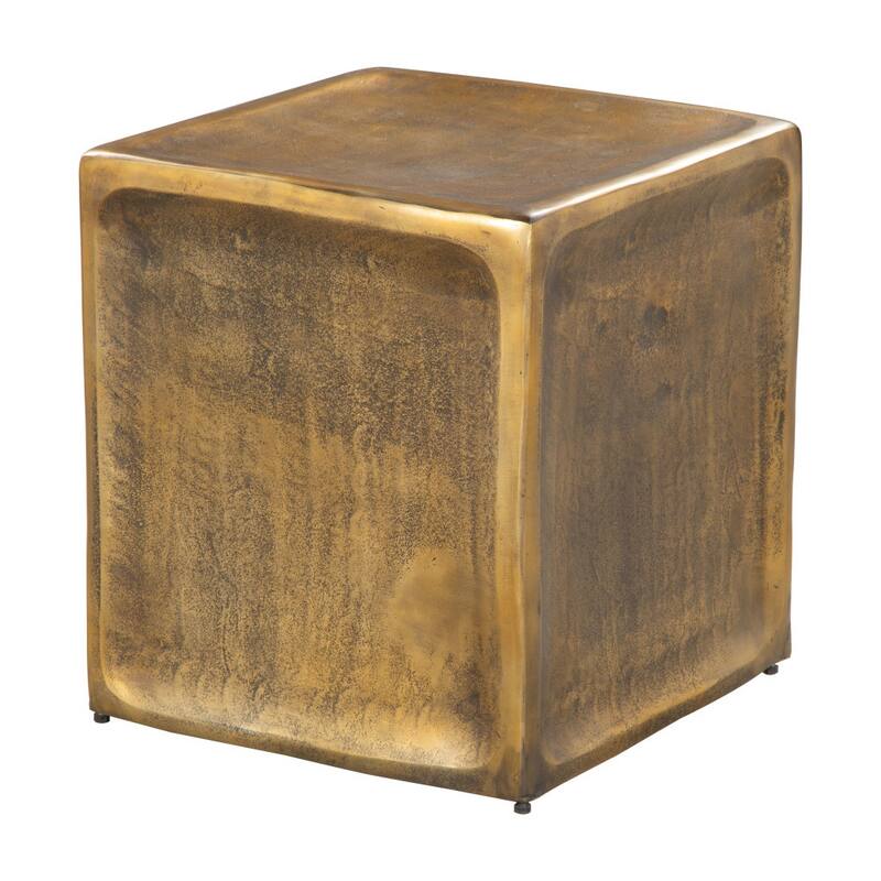 HomeRoots Set of Two Black Silver And Antiqued Brass Aluminum Square Block End Tables - 19' X '20.5' X '19