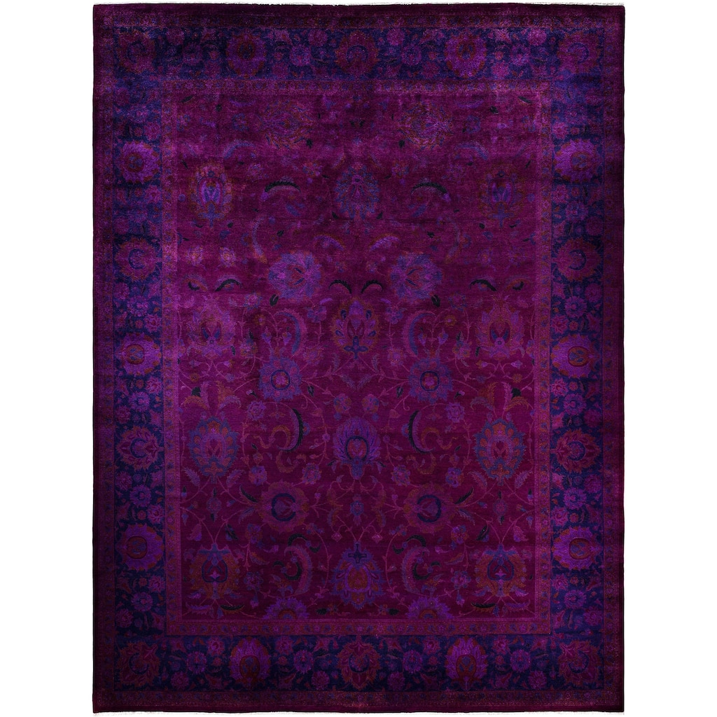 Overdyed One-of-a-Kind Hand-Knotted Area Rug - Purple - 9' 1" x 12' 1"