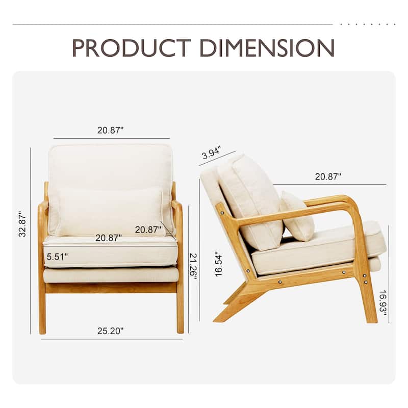 Mid Century Modern Accent Chair with Lumbar Pillow