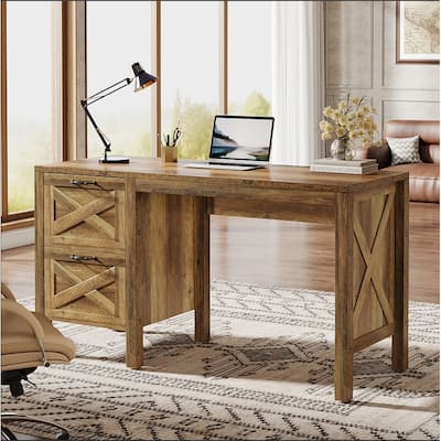 55'' Office Computer Desk with File Drawers