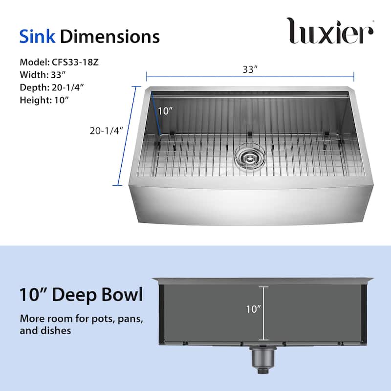 Farmhouse Apron-Front 18-Gauge Stainless Steel Single Bowl Workstation Kitchen Sink with Accessories