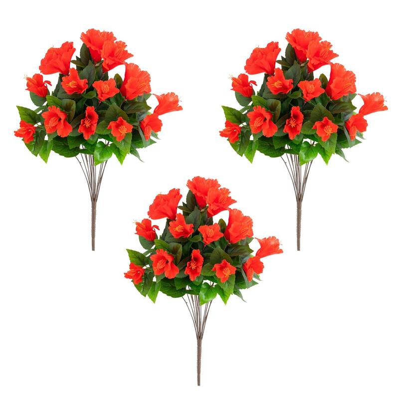 19-in UV Resistant Artificial Hibiscus Bush - Set of 3