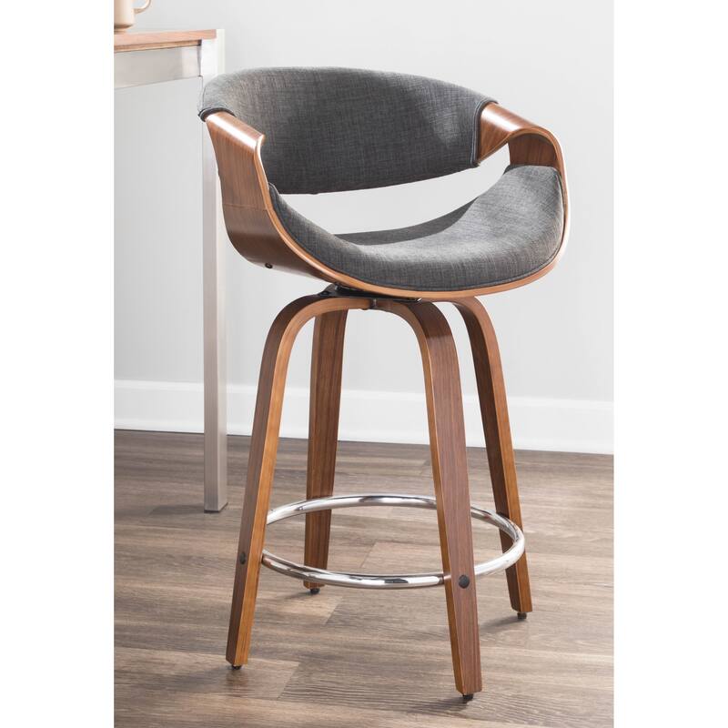 Carson Carrington Sauda 24" Fixed-Height Counter Stools with Bent Wood Legs & Round Footrest (Set of 2)