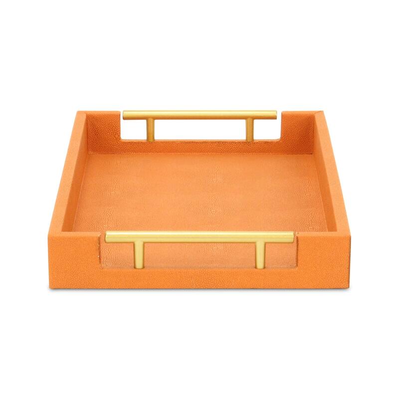 Lusan Faux Shagreen Tray with Handles