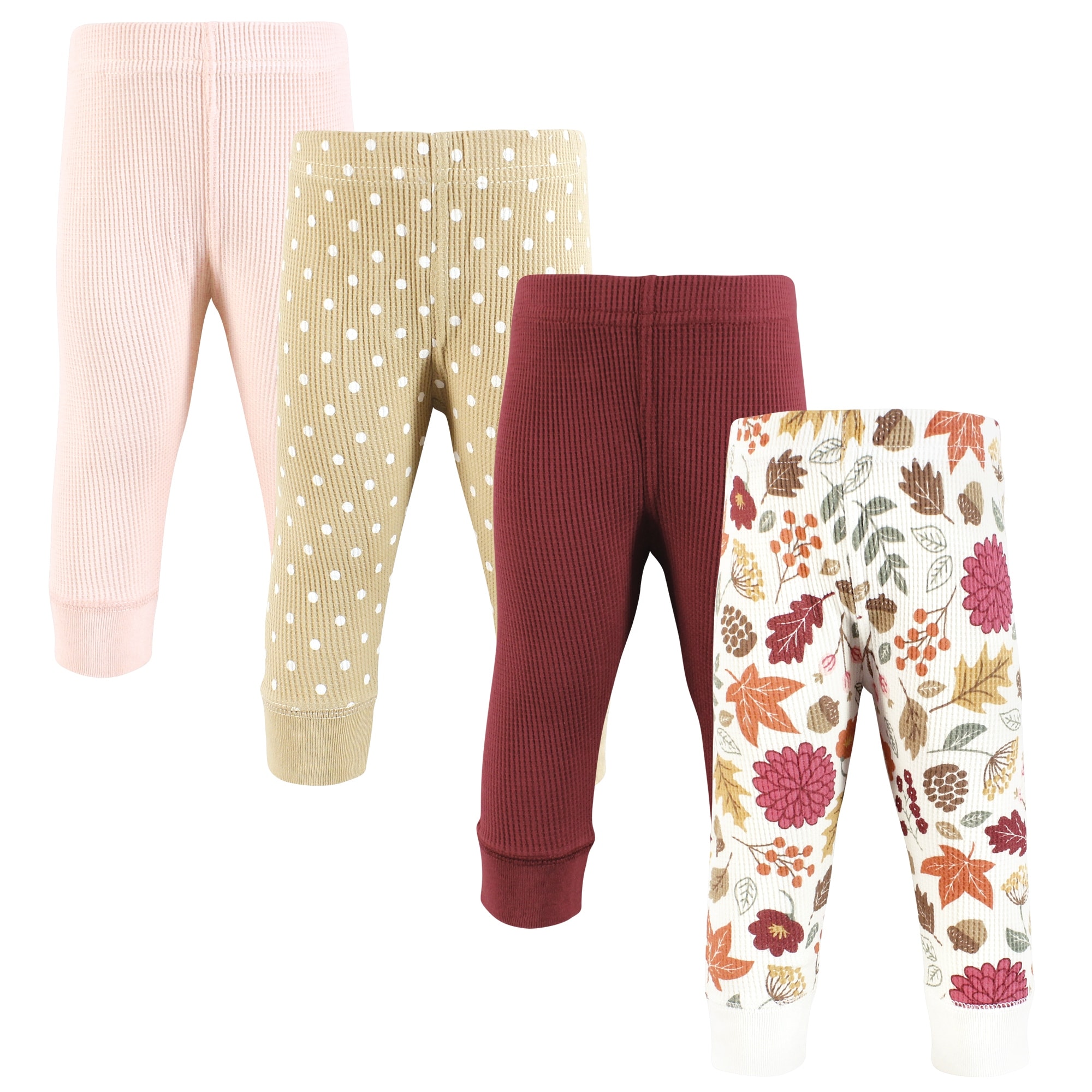 Hudson Baby Infant Girl Thermal Tapered Ankle Pants 4pk, Acorn Botanical, 2T