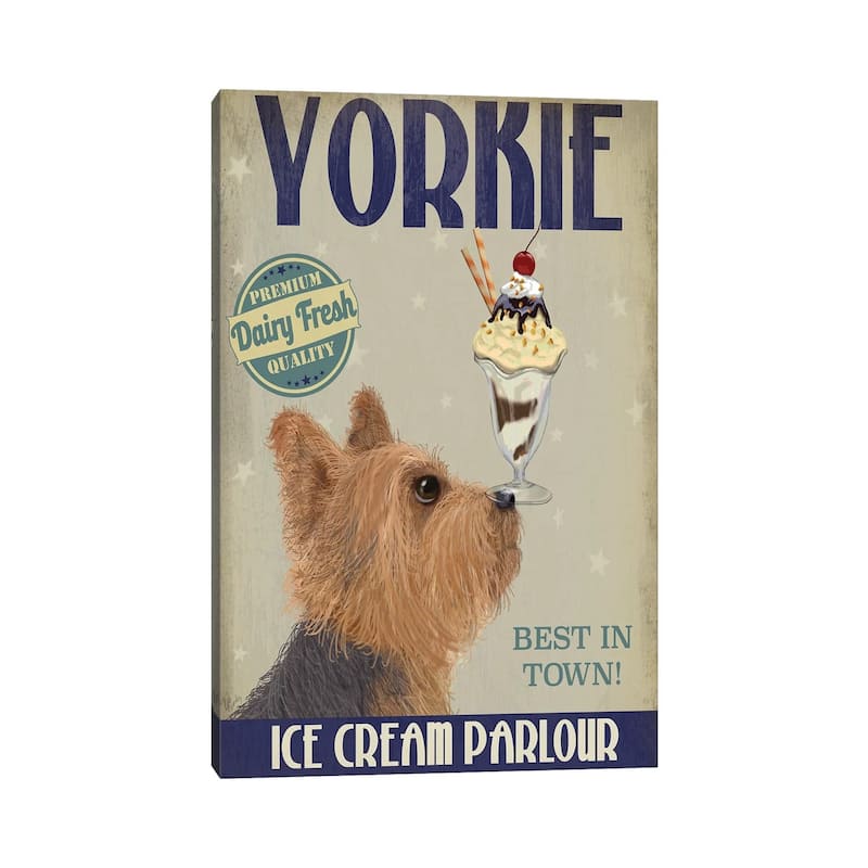 iCanvas "Yorkshire Terrier Ice Cream" by Fab Funky Canvas Print