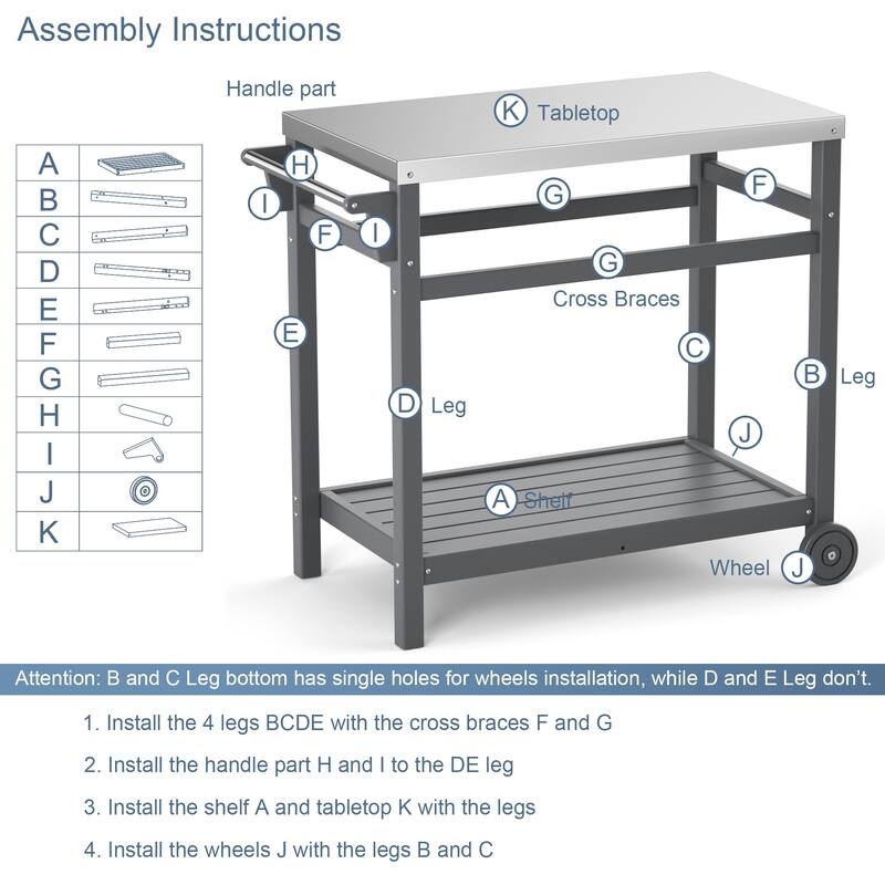 Multi-functional Outdoor Cart: Ideal for Pizza Ovens, Grilling, and Dining -RV carts