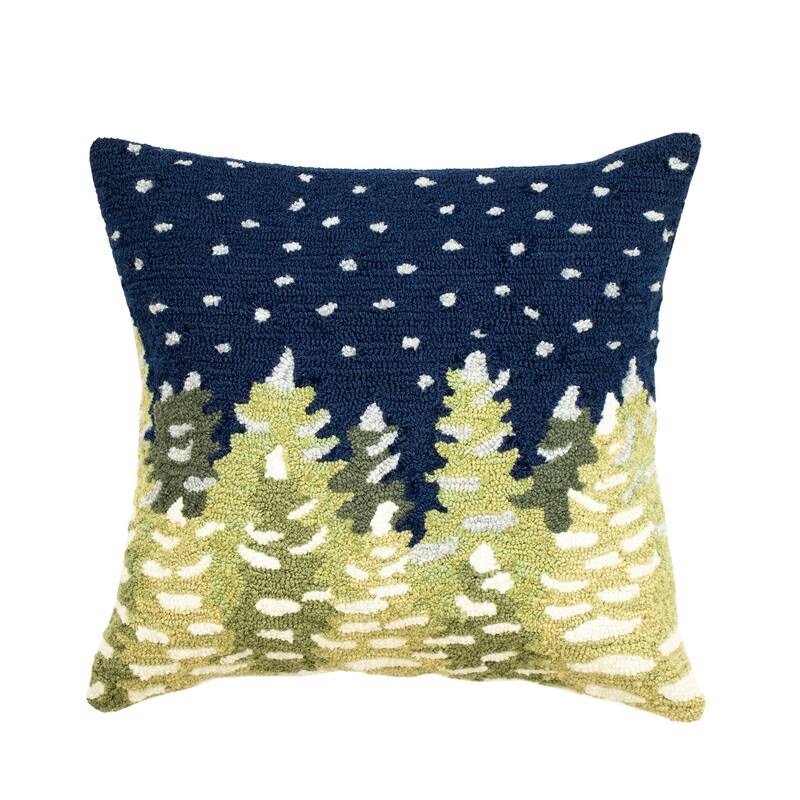 Liora Manne Let It Snow Indoor/Outdoor Pillow Midnight 18" Square