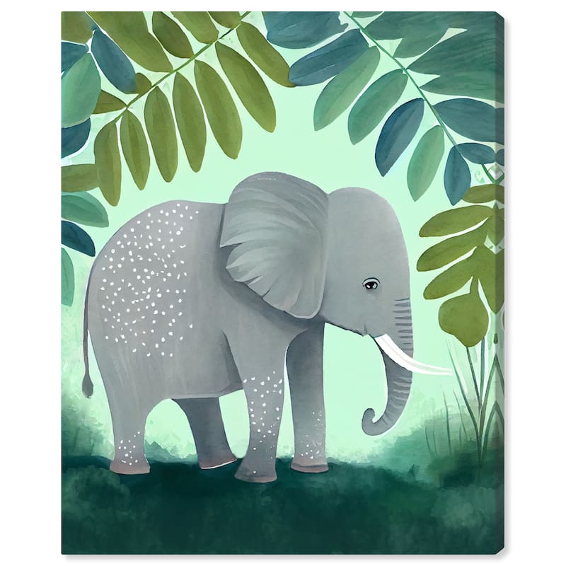 Wynwood Studio Canvas Animals Elephant Jungle Green and Modern & Contemporary Wall Art Canvas Print - Green, Gray