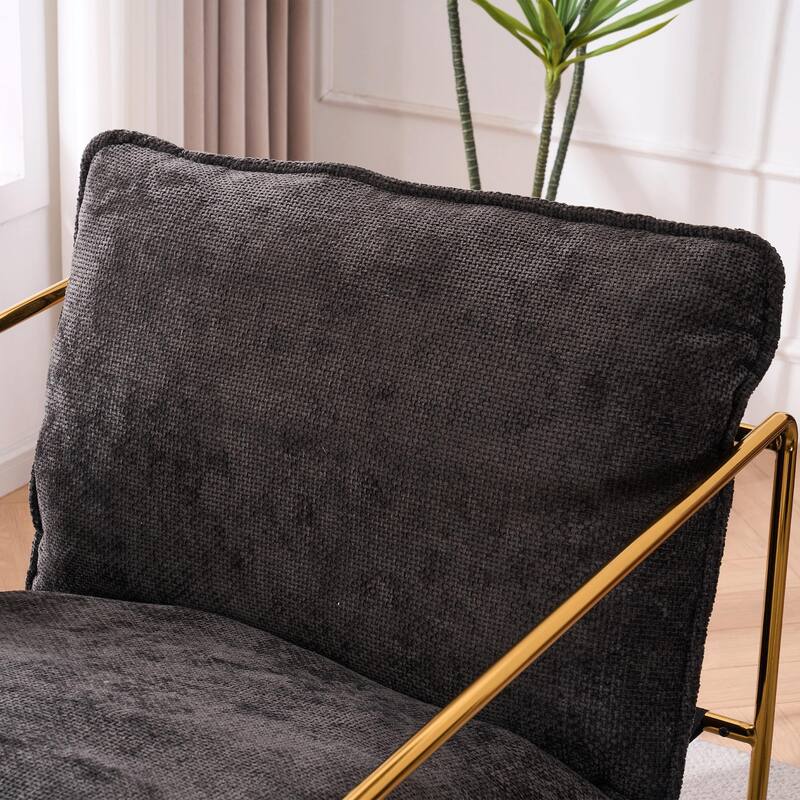 Upholstered Hanging Armchairs with Arm Pockets, Metal Frame,Set of 2