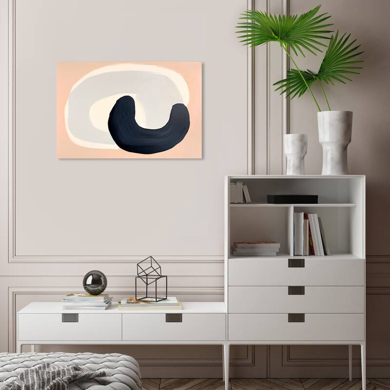 Wynwood Studio Canvas Abstract Abstract Links Black and Cream White Modern & Contemporary Wall Art Canvas Print - 24 x 16