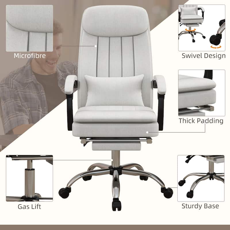 Vinsetto Microfibre Vibration Massage Office Chair, Heated Reclining Computer Chair with Footrest