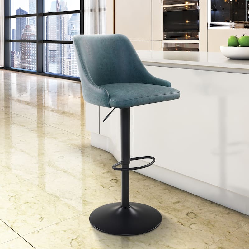 OS Home and Office Furniture Sylmar Height Adjustable Stool in Navy Faux Leather