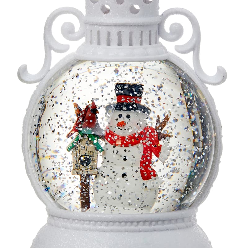 8" LED Snowman And Cardinal Lantern Globe Usb