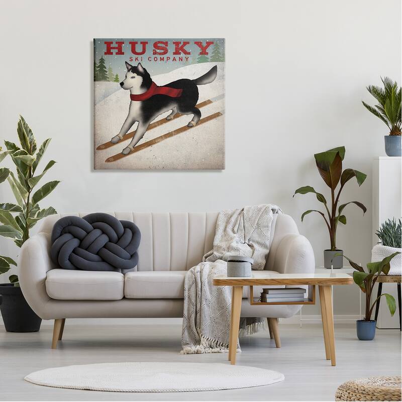 Stupell Husky Ski Company Winter Slopes Dog Stretched Canvas Wall Art, Design by Ryan Fowler
