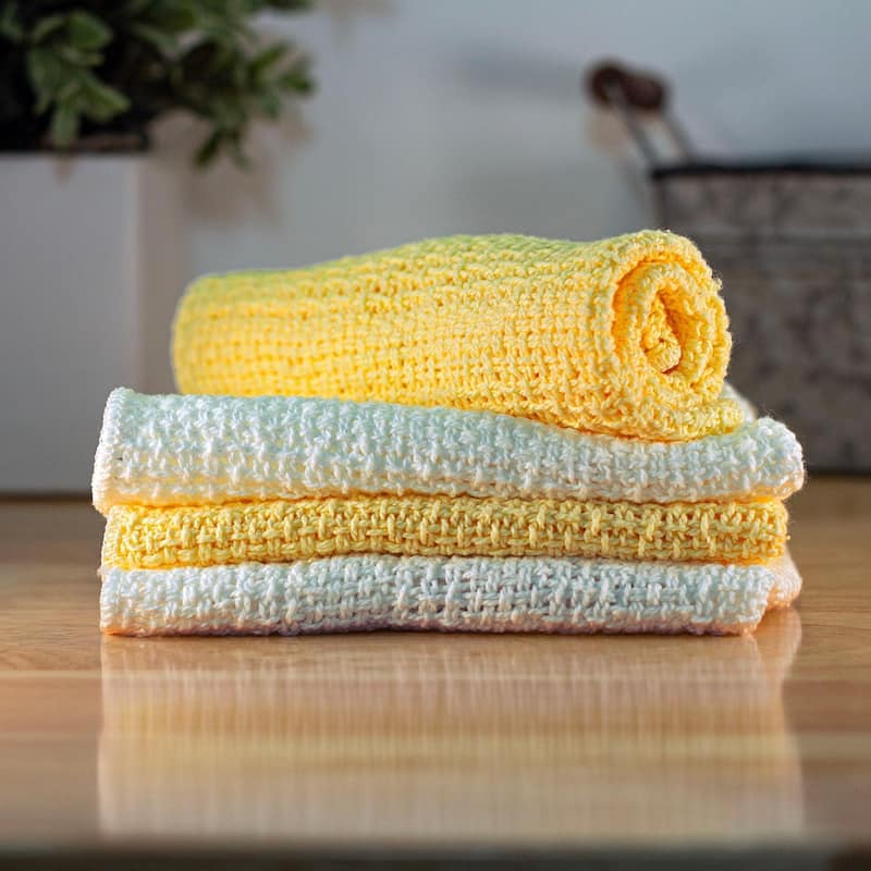 Country Cottons 100 Percent Old Fashion Cotton Dishcloths 11"x11" Set of 4 (2 natural color mixed with 2 colors of your choice)