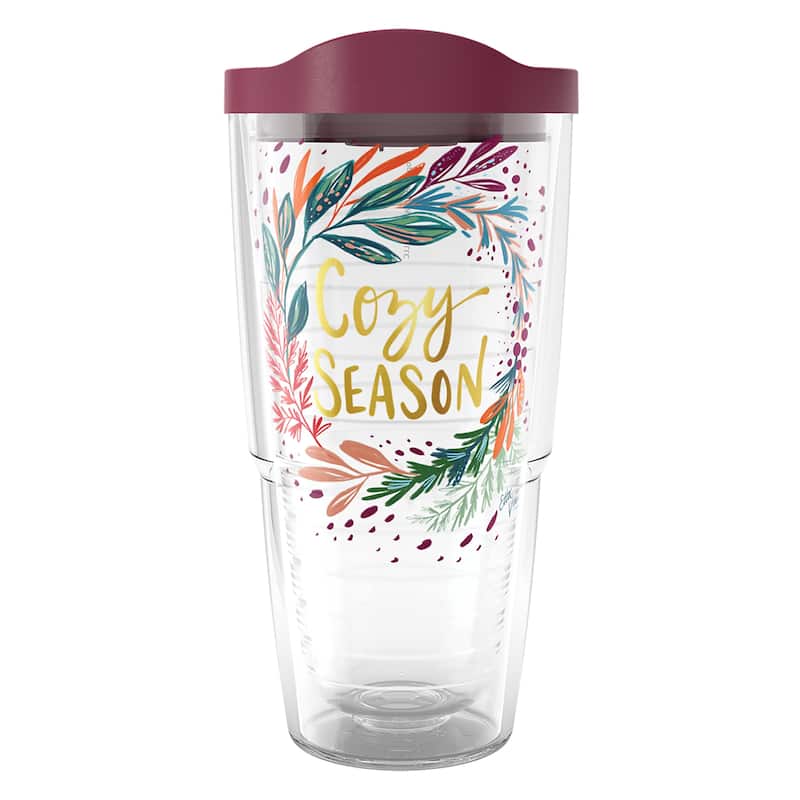 Tervis EttaVee Cozy Christmas Holiday Season Wreath Made in USA Double Walled Insulated Travel Tumbler, Wreath - 24oz