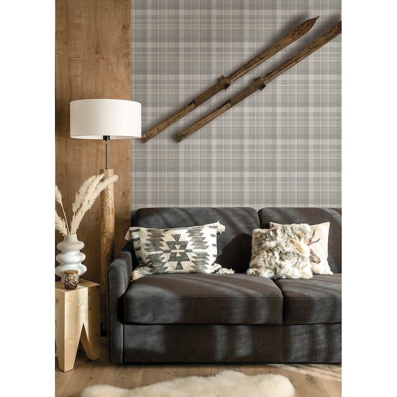 Dutton Plaid Grey Wallpaper