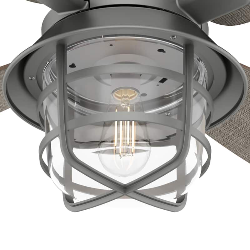 Hunter 52" Port Royale Outdoor Ceiling Fan with LED Light Kit and Handheld Remote, Damp Rated