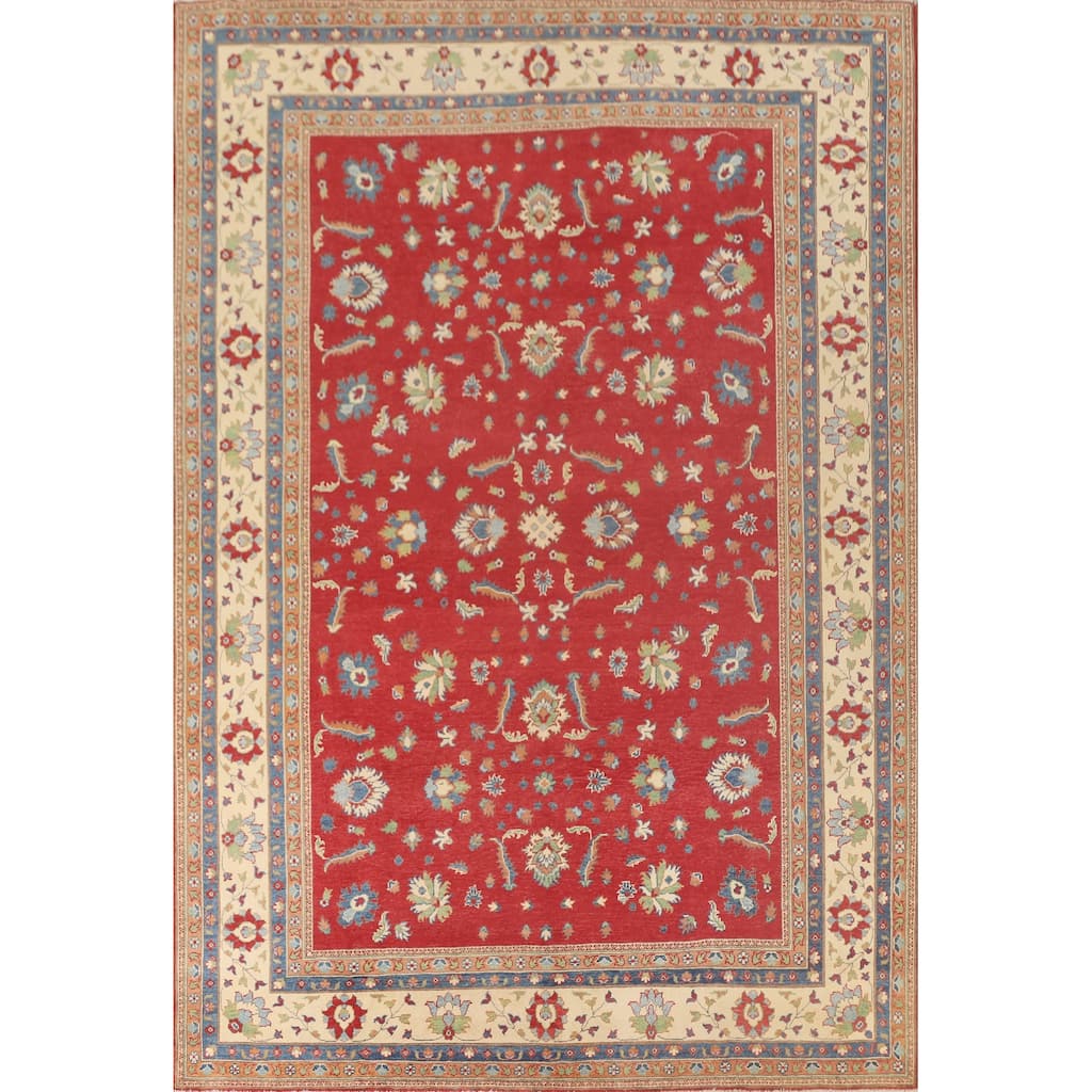 Red Kazak Oriental Area Rug Hand-Knotted Traditional Wool Carpet - 8'9"x 11'8"