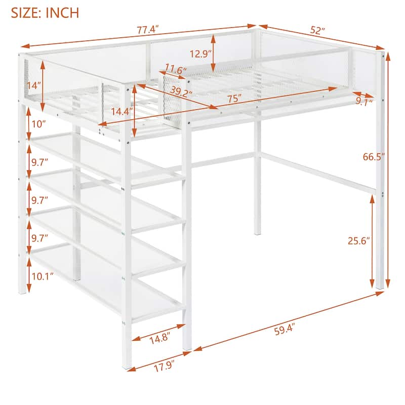 Twin Metal Loft Bed with Workstation