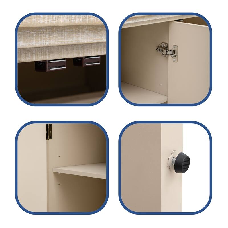 Retro Minimalist Curved Sideboard with Handles and Adjustable Dividers