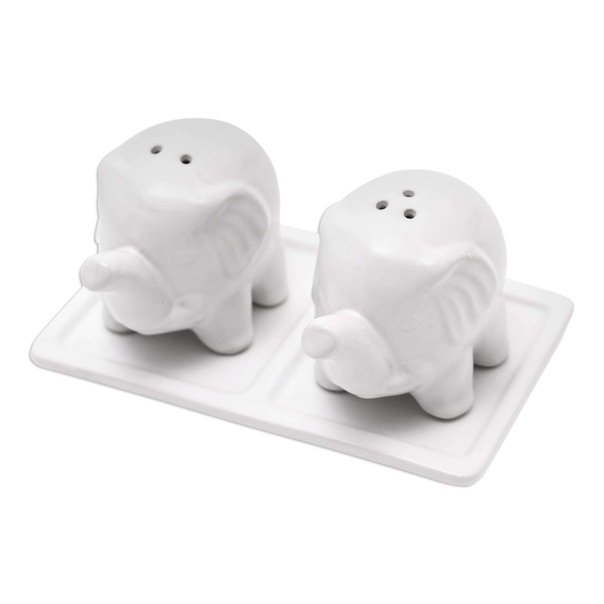 Novica Handmade Eager Elephants In White Ceramic Salt And Pepper Set - On  Sale - Bed Bath & Beyond - 36510536