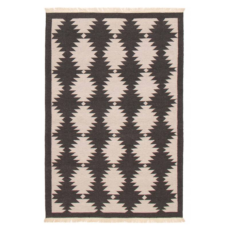Ankara FW Grey, Grey Kilim 5'2" x 7'9" - 5'2 x 7'9 - Dark Grey/ Light Grey - 5'2 x 7'9