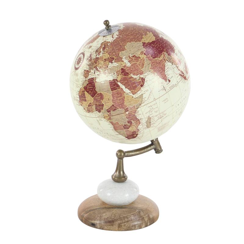 Mango Wood Globe - Cream - Roche River Decor - 8"W x 8"L x 14"H