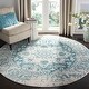 preview thumbnail 39 of 74, SAFAVIEH Madison Snowflake Medallion Rustic Farmhouse Distressed Rug 6'7" x 6'7" Round - Teal/Ivory