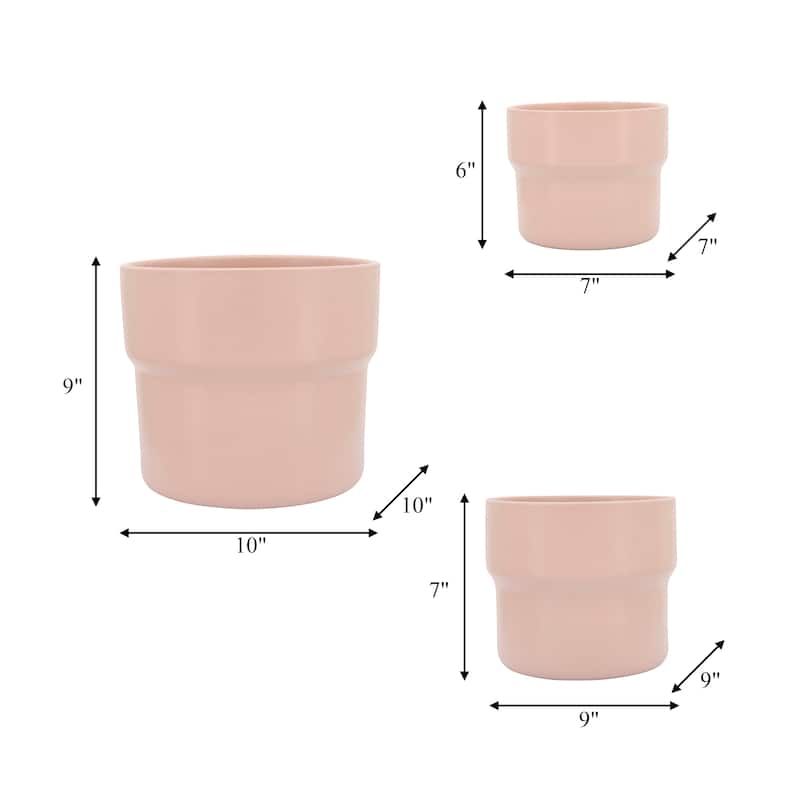 Ceramic Round Speckled Planters Set of 3 - Pink, 7/9/10 in.