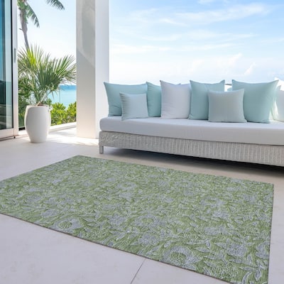 Machine Washable Indoor/ Outdoor Chantille Floral Rug