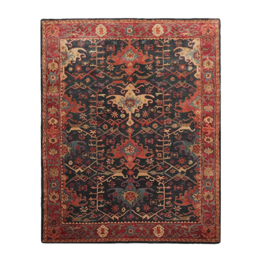 Hand Tufted Hand Made Wool Arts & Crafts Oriental Area Rug Dark Blue
