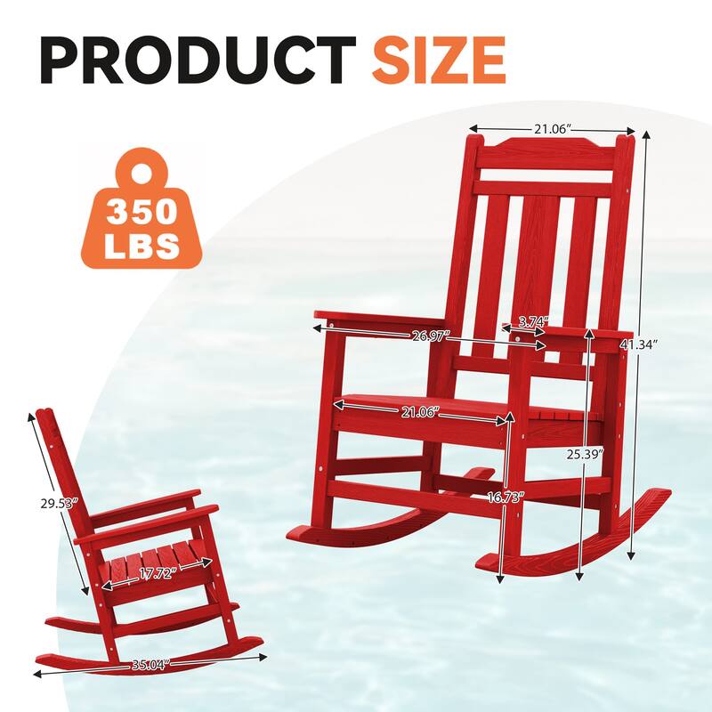 Outdoor Patio HDPE Rocking Chiar, Extra Wide Seat & Backrest