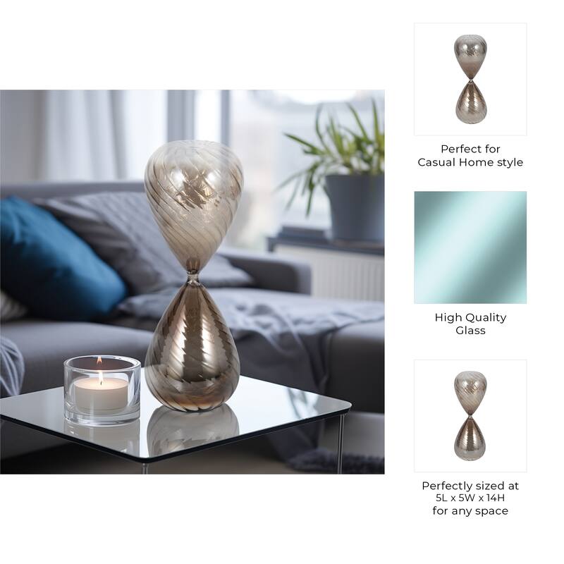Modern Glass Hourglass Sculpture - Home Decor