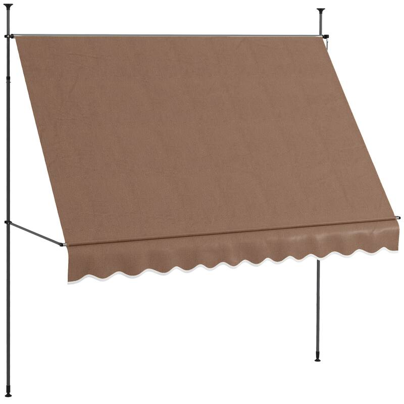 Outsunny 10' x 4' Manual Retractable Awning, Non-Screw Freestanding Patio Sun Shade Shelter