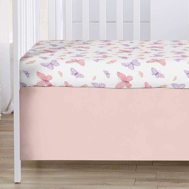 Sweet Jojo Designs Pink/Purple Shabby Chic Butterfly Girl 5pc Crib Bedding + BreathableBaby Breathable Mesh Liner - Crib Size