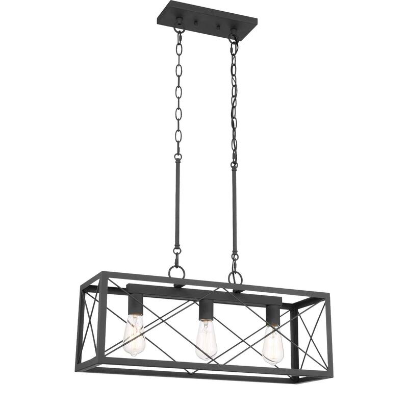 Acroma 3-light Rectangle Island Chandelier for Dining Room - 25 inches - Aged Zinc