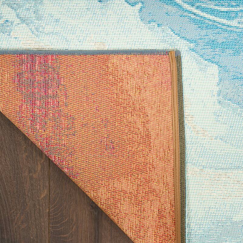 Nourison Color Splash Indoor/Outdoor Blue Abstract Area Rug