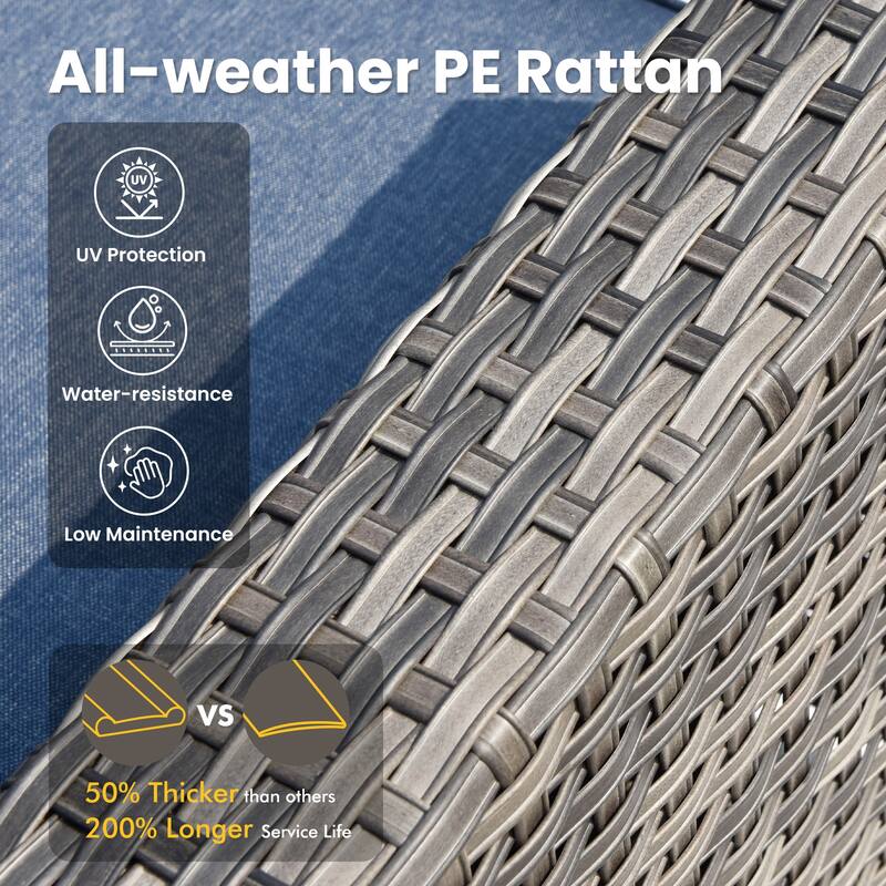 XIZZI 9-Piece Patio Wicker Furniture Swivel Chair Set with Fire Pit