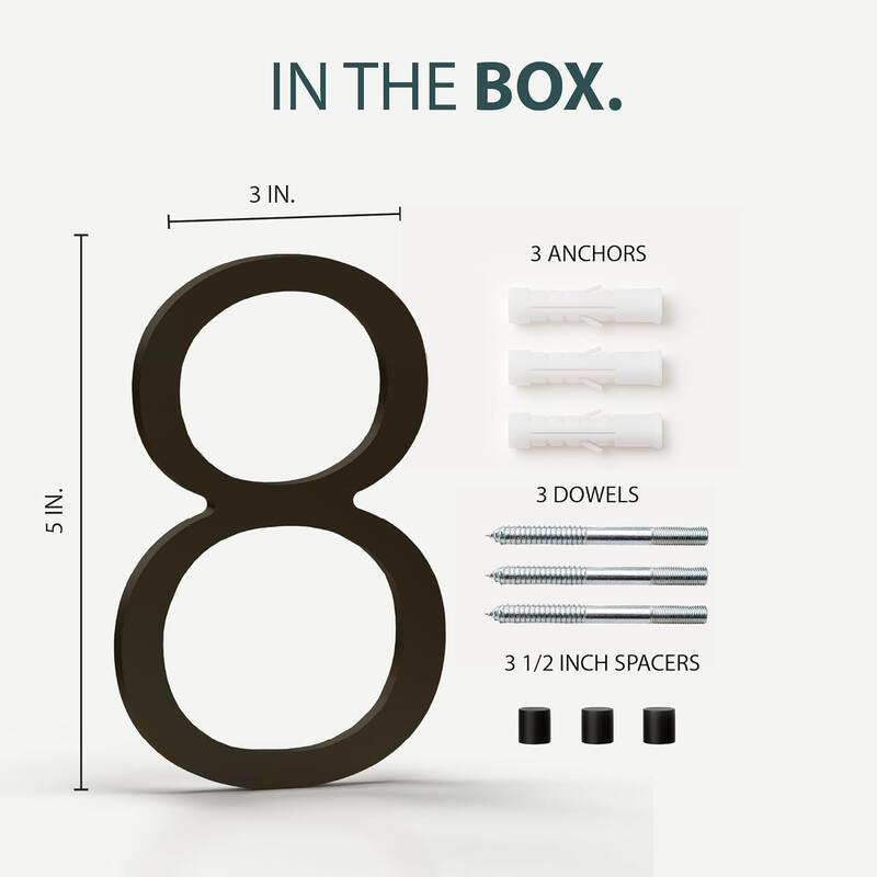 Mega Handles Modern Metal House Numbers | Heavy Duty Outdoor Address Digits | Easy to Install, Floating or Flush Mount Design