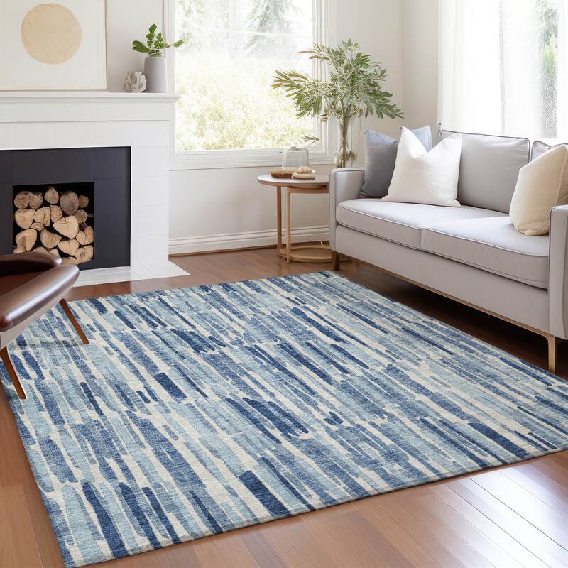 Machine Washable Indoor/ Outdoor Chantille Abstract Watercolor Rug